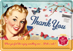 Metalowy mini szyld kartka pocztowa Napisz Dziękuję gdy czujesz, że chcesz powiedzieć coś miłego