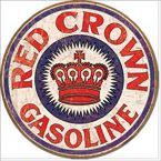 Metalowy okrągły szyld plakat reklamowy blacha tin sign USA paliwa Red Crown