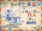 Metalowy plakat reklamowy blacha tin sign The Old Colonial Tea Rooms Tam gdzie herbata tam i nadzieja