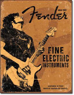 Metalowy plakat reklamowy blacha tin sign USA Gitara Fender Rock On Prezent #1765
