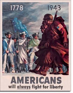 Metalowy szyld plakat reklamowy blacha tin sign USA Americans - Fight for Liberty