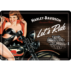 Metalowy mini szyld 15x10 cm Harley-Davidson - Biker Babe Red