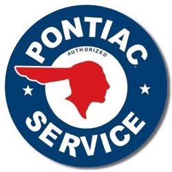 Metalowy okrągły szyld plakat reklamowy blacha tin sign USA Serwis samochodów Pontiac
