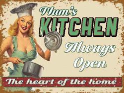 Metalowy plakat blacha tin sign 40x30 cm Kuchnia mamy zawsze otwarta. Serce domu