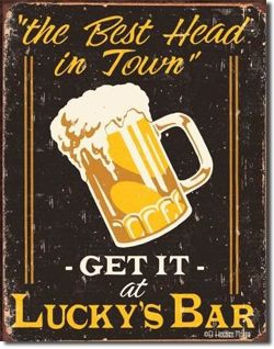 Metalowy plakat reklamowy blacha tin sign USA Lucky's Bar. Najlepsze piwo w mieście