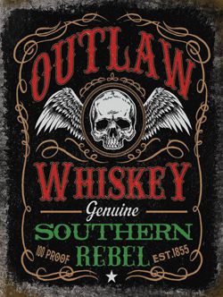 Oryginalna Whiskey Outlaw Metalowy szyld tin sign 30x40 cm 