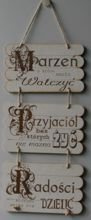 Życzenia Drewniana zawieszka potrójna 40x20 cm