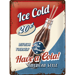 Metalowy plakat szyld blacha tin signs 30x 40 cm Zimna Cola - Odśwież się. Prezent