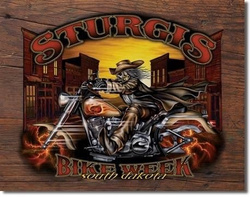 Metalowy plakat reklamowy blacha tin sign USA Tydzień motocyklistów w Sturgis Dziki Bill Prezent #1398