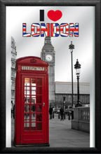 Plakat na lustrze 20x30 cm Londyńska budka telefoniczna