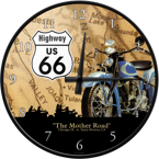 Metalowy zegar ścienny Droga 66 Mapa