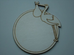 Drewniana zawieszka BOCIAN 14x15 cm