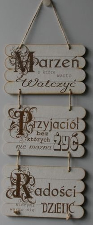 Życzenia Drewniana zawieszka potrójna 40x20 cm
