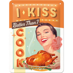 Metalowy plakat mały szyld tin sign pin up 20x15 cm Całuję lepiej niż gotuję