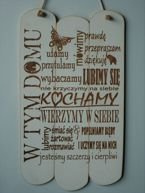 Drewniana zawieszka 34x20 cm Domowe zasady