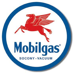 Metalowy okrągły szyld plakat reklamowy blacha tin sign USA Paliwa MobilPrezent