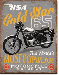 Metalowy szyld plakat reklamowy blacha tin sign USA BSA Gold Star '65