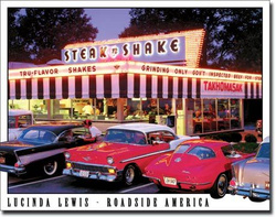 Metalowy szyld plakat reklamowy blacha tin sign USA Przygrożna samochodowa knajpa. Steak i shake. Prezent