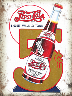 Pepsi. Największa wartość w mieście. Metalowy szyld reklama tin sign 30x40 cm 