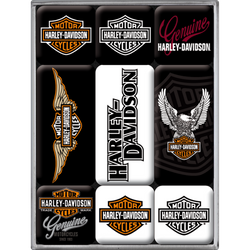 Zestaw 9 metalowych magnesów na lodówkę Harley Davidson 