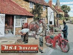 Metalowy plakat reklamowy blacha tin sign 40x30 cm Motocykl BSA Bantam. Mały motocykl z dużymi możliwościami