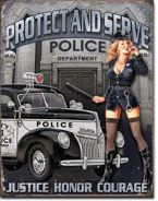Metalowy plakat reklamowy blacha tin sign USA Policja służy i chroni Prezent #1721