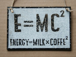 E=MC2 Drewniana zawieszka 15X10 cm HUMOR
