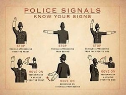 Metalowy retro plakat blacha tin sign 40x30 cm Typowe sygnały brytyjskiego ulicznego policjanta