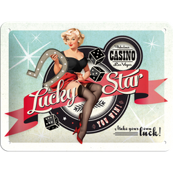 Metalowy plakat mały szyld tin sign Kasyno Lucky Star Las Vegas. Będziesz miał szczęście.