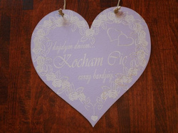 Drewniana zawieszka serce  23X23 cm Kocham Cię