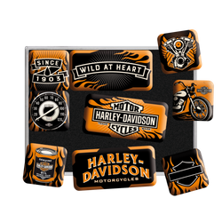 Zestaw 9 metalowych magnesów na lodówkę Harley Davidson Wild At Heart