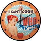 Metalowy zegar ścienny Nie umiem gotować i kogo to obchodzi