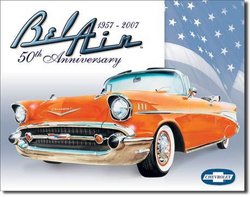 Metalowy szyld plakat reklamowy blacha tin sign USA Chevrolet Bel Air 50 lecie 1957-2007 Prezent