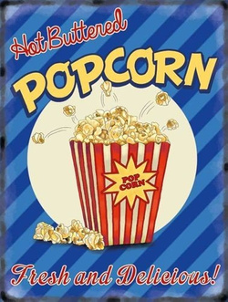 Metalowy plakat reklamowy blacha tin sign 30x40 cm Gorący Popcorn. Smaczny i świeży