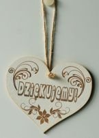 Drewniana zawieszka serce 15X12 cm Dziękujemy