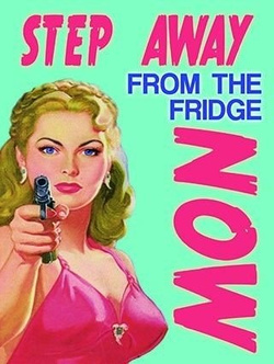 Metalowy plakat reklamowy blacha tin sign pin up 30x40 cm Trzymaj się z dala od lodówki