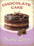 Metalowy plakat reklamowy blacha tin sign 40x30 cm Świeżo upieczone ciasto czekoladowe