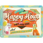 Metalowy plakat mały szyld barowy tin sign Happy Hour Przyjdź i ciesz się podwójnie