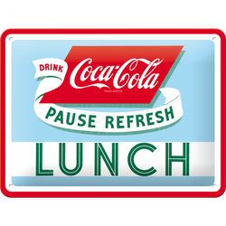 Metalowy plakat mały szyld tin sign Coca-Cola orzeźwi twój lunch