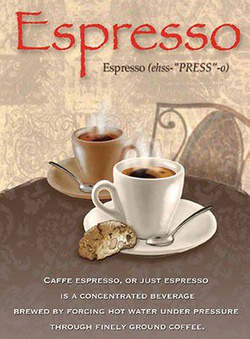 Metalowy plakat reklamowy blacha tin sign Espresso. Prezent