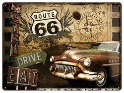 Metalowy plakat blacha szyld tin signs Route 66 Road Trip Prezent