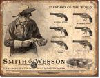Metalowy plakat reklamowy blacha tin sign USA Smith & Wesson wyznaczamy światowe standardy Prezent # 1743