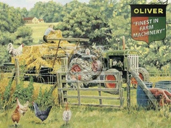 Metalowy plakat reklamowy blacha tin sign Traktory Oliver. Doskonałość w maszynach rolniczych.