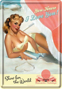 Metalow mini szyld blacha tin sign Wiesz, że Cię kocham. Pokaż jej cały świat.