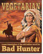 Metalowy szyld plakat reklamowy blacha tin sign USA Vegetarian - Translation