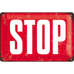 STOP Metalowy plakat reklamowy 20x30 cm