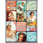 Zestaw 9 metalowych magnesów na lodówkę Wiadomości pin up dla Ciebie.