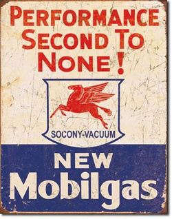 Metalowy szyld plakat reklamowy blacha tin sign USA Nowe paliwo Mobil. Niezrównana wydajność Prezent