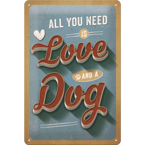 Metalowy plakat reklamowy Kocham psy 20x30 cm