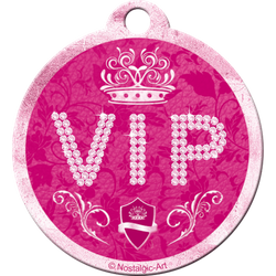 Metalowy okrągły brelok na klucze VIP Pink